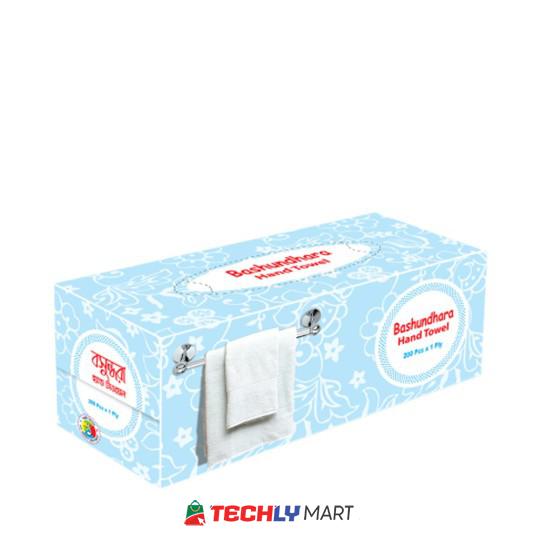 Bashundhara Hand Towel White (200 X 1) ply Box each